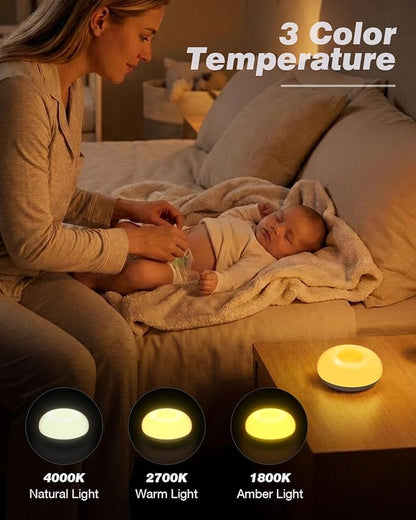 Baby Night Light, 0 Blue-Light Nursery Egg Light for Breastfeeding, Flip Design, Soft BPA Free, 3 Colors & Dimming, Rechargeable Portable Touch Nightlight for Kids Toddler