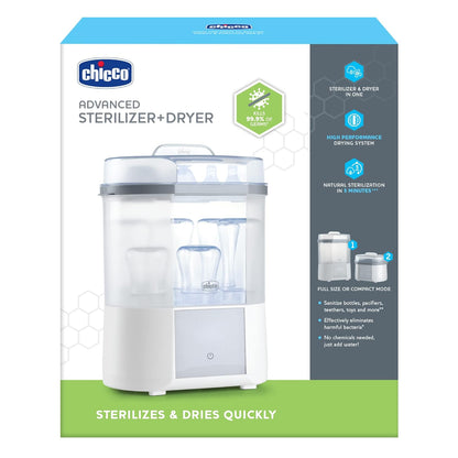 Chicco 3-in-1 Modular Electric Steam Sterilizer for Baby Bottles, Feeding Accessories, and More | Eliminates 99.9% of Germs | 3 Configurations | Automatic Shut-Off and Quiet Operation