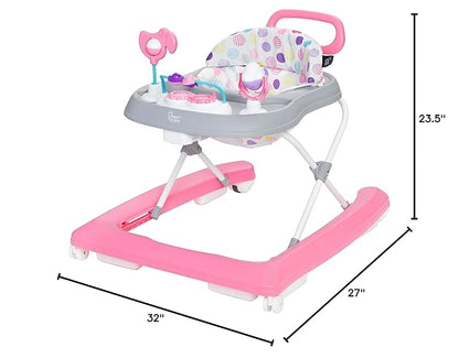 Smart Steps Trend Plus 2-in-1 Activity Walker with Deluxe Removable Toys, Walk-Behind Bar, Adjustable Height and Flat Fold Frame for Storage, Ages 6 Months +, Orbits Pink