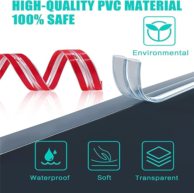 Edge Corner Protector Baby Proofing 9.8ft with 4 Corners, Clear Soft Corner Protectors Baby Proof, Furniture Corner Guard & Edge Safety, Edge Protector for Table (9.8ft L*0.8inch W)