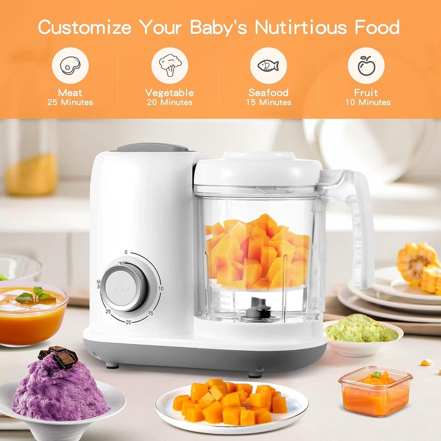 AMZBABYCHEF Baby Food Maker, 4 in 1 Baby Food Processor and Steamer, Puree Blender, Multifunctional Baby Puree Maker, Dishwasher Safe (Green)