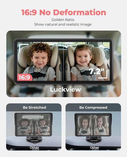 LUCKVIEW BM5PRO 7.2" Dual Camera Baby Monitor, 1080P HD Display for 2 Kids, Night Vision, Easy Install Car Baby Monitor, Ideal Gift, Rear Seat Safety for Babies & Pets