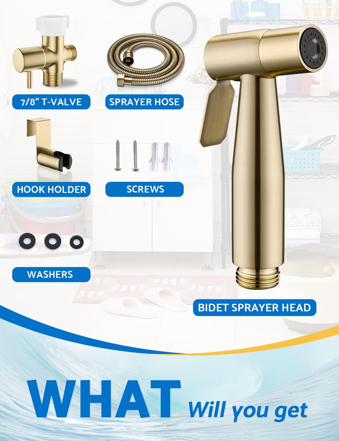 BRITULIF Handheld Bidet Sprayer for Toilet, Jet Sprayer for Toilet Muslim Shower, Adjustable Cloth Diaper Sprayer Bidets Attachment for Toilet, Toilet Bidet Sprayer with Bidet Hose for Feminine Wash