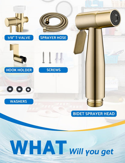 BRITULIF Handheld Bidet Sprayer for Toilet, Jet Sprayer for Toilet Muslim Shower, Adjustable Cloth Diaper Sprayer Bidets Attachment for Toilet, Toilet Bidet Sprayer with Bidet Hose for Feminine Wash
