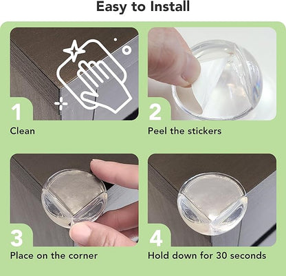 20 Pack Corner Guards Corner Protectors for Baby, Clear Furniture Corner & Edge Safety Bumpers for Table Edges & Sharp Corners - Baby Proofing Moonybaby (L- Shaped & Round Shape)
