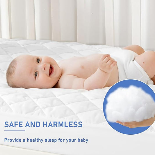GRT 1 Pack Waterproof Crib Mattress Protector, Quilted Baby Mattress Cover Fitted Deep Pocket from 4" up to 9", Extra Soft Breathable & Noiseless Toddler Mattress Pad 52"x28", White