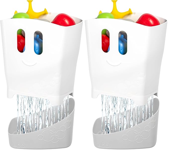 Ubbi Stand Up Bath Toy Storage Organizer, Bath Caddy with Removable Drying Bin for Toddlers and Baby, Gray (Pack of 2)