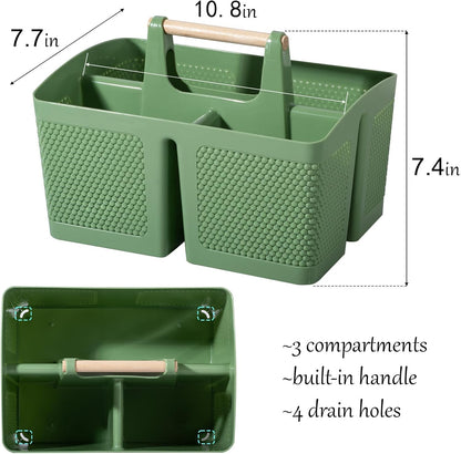 rejomiik Portable Shower Caddy Basket Plastic Cleaning Caddy Organizer Storage Tote with Handle for Bathroom, College, Dorm Room Essentials, White
