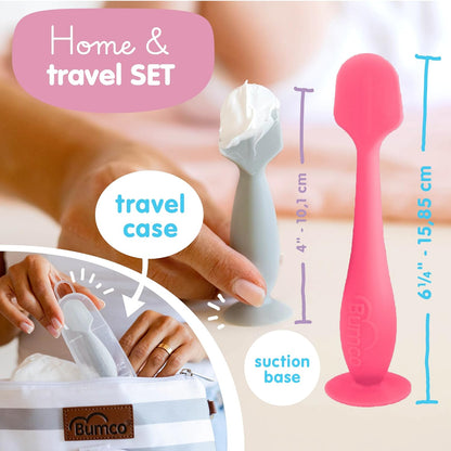 Baby Bum Brush - BPA-Free Diaper Cream Spatula with Suction Cup Base, Soft & Flexible Silicone, Wipe-Clean, Mom-Invented Diaper Bag Essentials