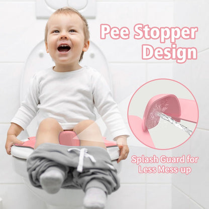 Foldable Travel Potty Seat for Toddler, Portable Toilet Training Seat for Kids on The Go, Fits Round & Oval Toilets with Non-Slip Base & Travel Bag for Car Airplane Essentials, Grey