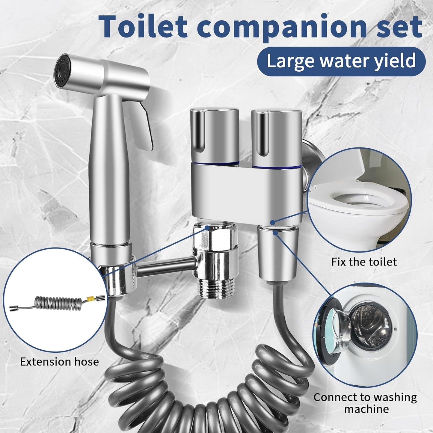 Neween Handheld Toilet Bidet Sprayer for Toilet-Adjustable Water Pressure Control with Bidet Hose for Feminine Wash, Stainless Steel Bidet Faucet Sprayer Kit Cloth Diaper for Baby Wash (Black)
