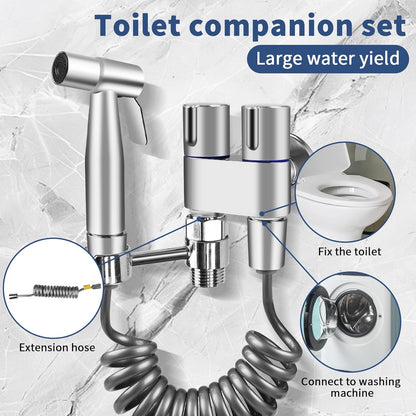 Neween Handheld Toilet Bidet Sprayer for Toilet-Adjustable Water Pressure Control with Bidet Hose for Feminine Wash, Stainless Steel Bidet Faucet Sprayer Kit Cloth Diaper for Baby Wash (Black)