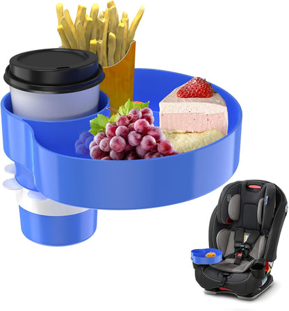 [2 Packs] Kids Car Seat Tray, Travel Tray with Cup Holder for Toddler Baby, Kids Car Seat Food Snack Organizer for Road Trip, Stroller snack tray travel must haves - Black
