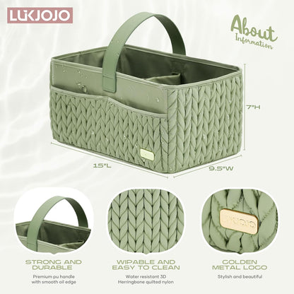 Luxurious Baby Diaper Caddy, Nursery Storage Basket for Newborn Essentials, Travel Baby Basket for Diapers Baby Wipes, Organizer Tote Bag Storage Bin, Baby Shower Gifts(Beige)