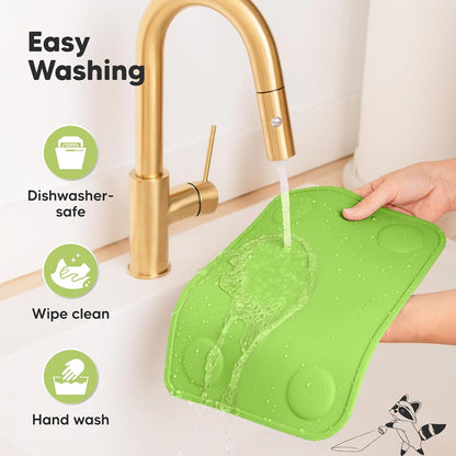 KeaBabies 2pk Silicone Placemats for Toddlers, Kids - 12x9 Non Slip Suction Baby Silicone Placemat for Restaurants, Dining Table,Travel, Easy to Clean, Food Grade/BPA-Free,Small Baby Table Mat(Slate)