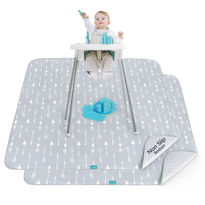 Splat Mat 2 Pack for Under High Chair & Arts & Crafts & Eating Mess, Waterproof 42''×46'' Baby Playtime Anti-Slip High Chair Mat for Floor or Table, Reusable & Portable Splash Mat