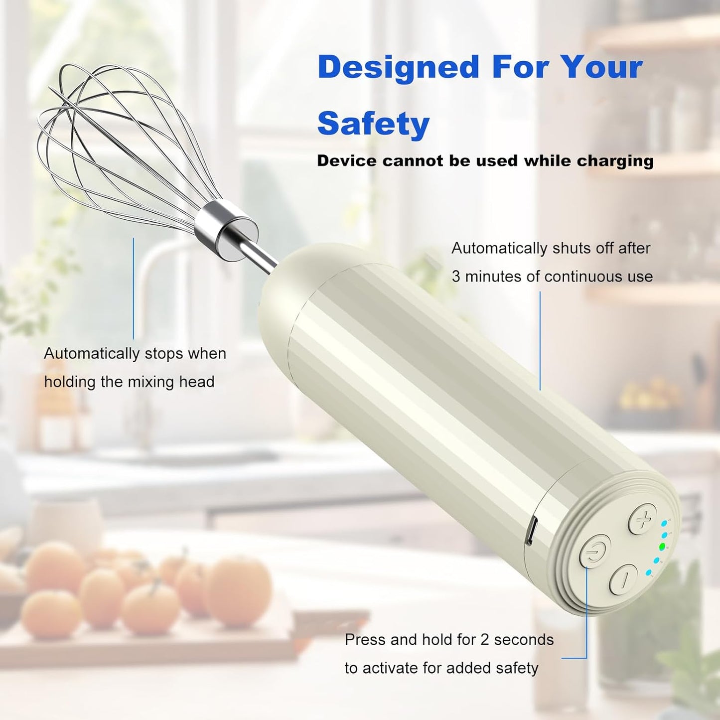 Hand Mixer with Whisk and Forther Wand,Electric Whisk, Milk Frother, Hand Held Mixers,Cordless Hand Mixer, Whisks for Cooking, Mini Mixer,Stirrers Electric,Food Chopper, Baby Food Maker,4-Speed, 10Oz