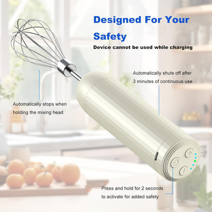 Hand Mixer with Whisk and Forther Wand,Electric Whisk, Milk Frother, Hand Held Mixers,Cordless Hand Mixer, Whisks for Cooking, Mini Mixer,Stirrers Electric,Food Chopper, Baby Food Maker,4-Speed, 10Oz