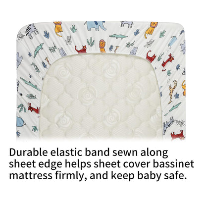 Onacosht Stretchy Bassinet Sheets 33" x 19" Compatible with Mika Micky, KoolaBaby (3 in 1), BabyBond, HARPPA and RICUTON Bedside Bassinet, 3 Pack for Baby Boy and Girl, Pink Floral