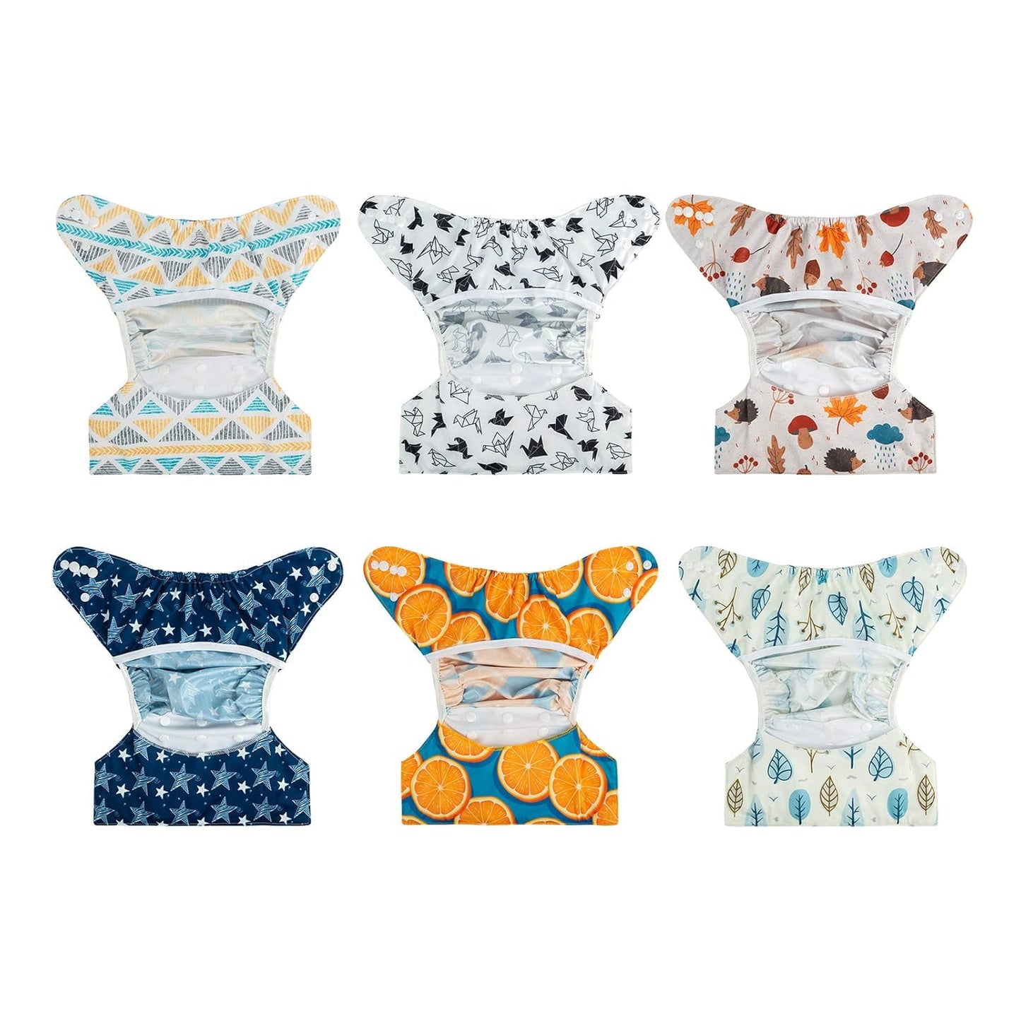 babygoal Cloth Diaper Covers 6 Pack with Wet Bag for Fitted Diapers and Prefolds with Double Gussets, Adjustable and Reusable for Baby Boys and Girls