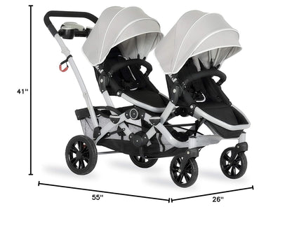 Dream On Me Track Tandem Double Umbrella Stroller in Slate, Lightweight Double Stroller for Infant and Toddler, Multi-Position Reversible & Reclining Seats, Large Storage Basket and Canopy