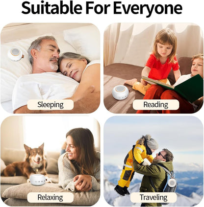 Sound Machine Noise Machine with 30 Soothing Sounds 12 Night Lights 4 Timers Memory Function 32 Level Volume Rechargeable Battery for Sleeping Working Relaxing for Baby Adults Kids White