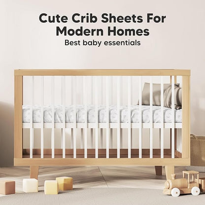 KeaBabies 2-Pack Organic Crib Sheets for Boys, Girls - 52x28 Fitted Crib Mattress Sheet Neutral, Breathable Jersey Cotton Cover for Baby Bed, Toddler Mattress, Soft & Cute Prints (ABC Land Sky)