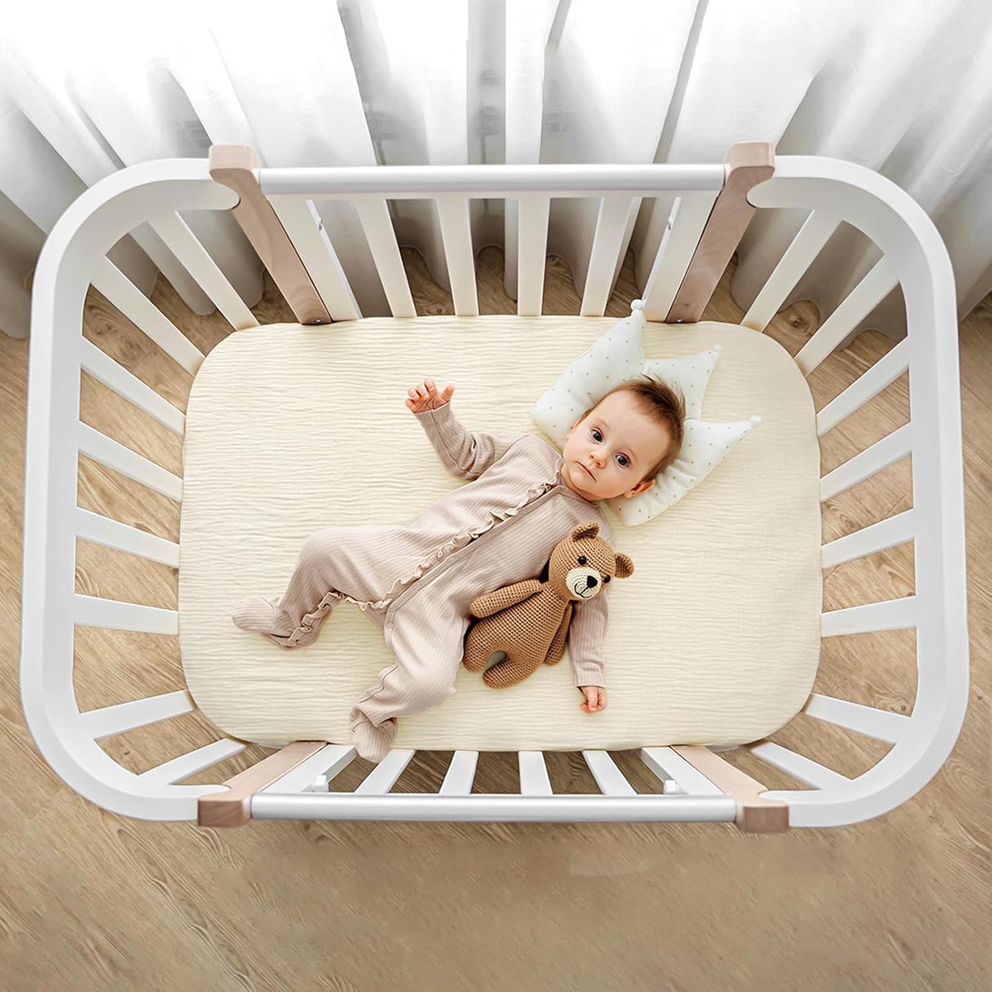 lulumoon Muslin Bassinet Sheets for Baby: Soft Bedside Sleeper Bassinet Fitted Sheets for Boys and Girls