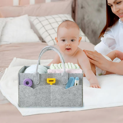 PandaEar Baby Diaper Caddy Organizer, Portable Diaper Holder Organizer Nursery Storage Basket for Wipes & baby stuff, Collapsible Baby Organizer with Divided Design (Light Pink)