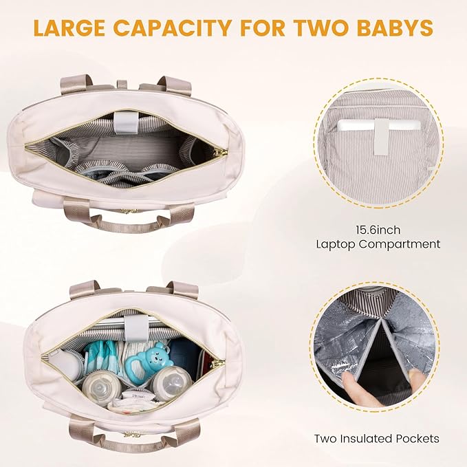 LOVEVOOK Diaper Bag Backpack,Diaper Bag Tote with Insulated Pockets,Baby Bag for Girl Boy with Changing Pad,Large Baby Bag with Pacifier Case,15.6 Inch Anti-Theft Laptop Backpack for Women