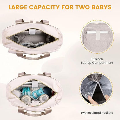 LOVEVOOK Diaper Bag Backpack,Diaper Bag Tote with Insulated Pockets,Baby Bag for Girl Boy with Changing Pad,Large Baby Bag with Pacifier Case,15.6 Inch Anti-Theft Laptop Backpack for Women