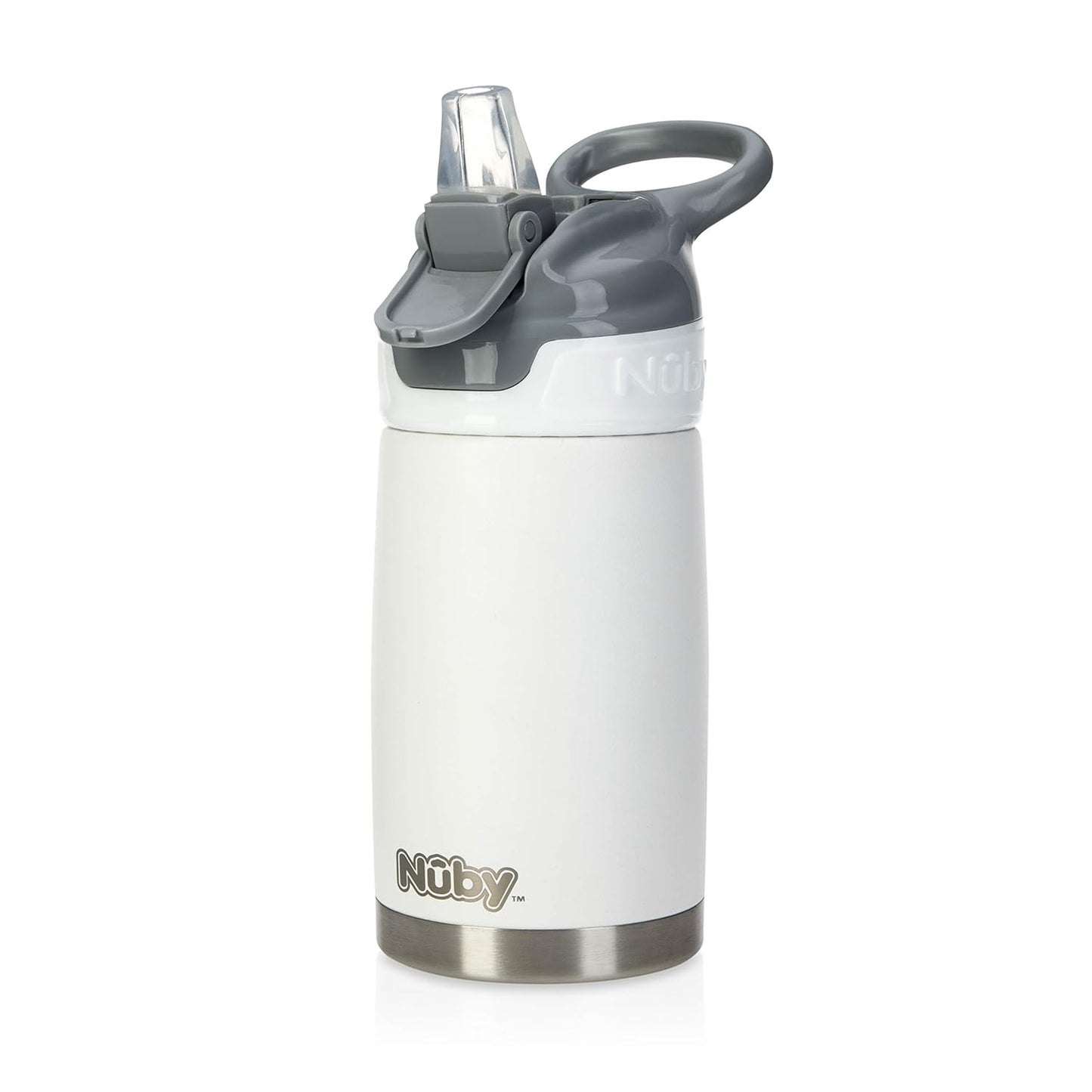Nuby Thirsty Kids No Spill Flip-It Reflex Stainless Steel Travel Cup or Water Bottle - 10 Oz - 18+ Months - Pink - Back to School Essentials