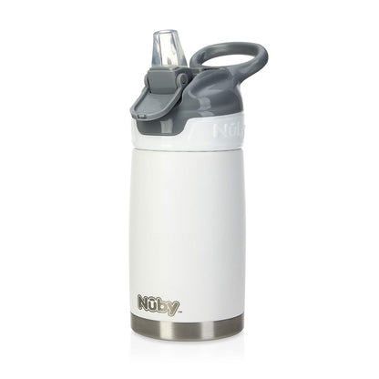 Nuby Thirsty Kids No Spill Flip-It Reflex Stainless Steel Travel Cup or Water Bottle - 10 Oz - 18+ Months - Pink - Back to School Essentials
