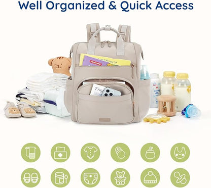 mommore Neoprene Diaper Bag Backpack Small Lightweight Baby Diaper Bags Water Resistant Diaper Backpack for Boys Girls Newborn with Changing Pad, Stroller Straps