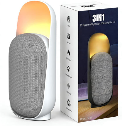 Sound Machine Night Light White Noise Machine with BT Speaker,6 Soothing Sounds,White Noise Sound Machine with Convenient Timer Options,for Baby Kids Adult Home Office Travel