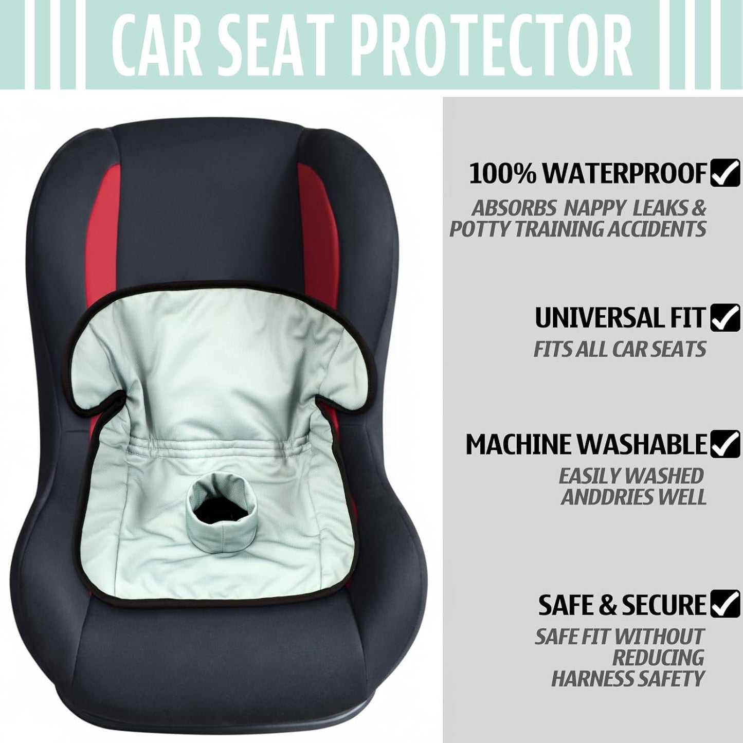 HunnmingRe 2 Pack Floral Car Seat Protector for Potty Training Waterproof Piddle Pad Cover from Spillages Nappy Leaks Toilet Training Anti Slip Backing Strollers Carseat Liner for Toddlers Babies