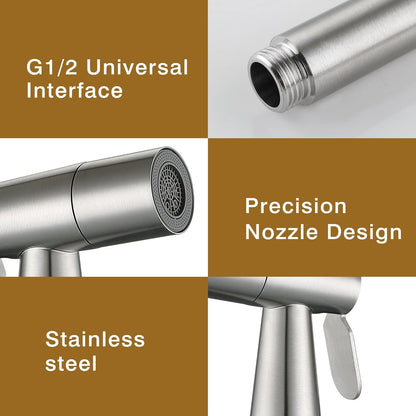 Bidet Toilet Sprayer Head Stainless Steel Handheld Sprayer for Feminine Wash, Cloth Diaper, Bathroom, Kitchen and Toilet Cleaning 4 Functions Brushed Nickel