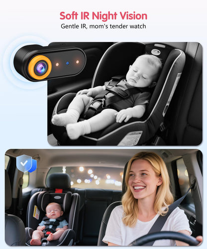 LUCKVIEW BM2 PRO Dual Baby Car Camera, 5.2" 1080P HD Display for Rear-Facing Car Seats, IR Night Vision, Anti-Shake Mount, Easy Install – Ideal for Parents with 2 Kids and Pets (Blue)