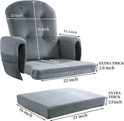 HOMBYS Glider Rocker Replacement Cushions 5 PCS with Storage Side Pocket, Velvet Fabric, Foam & Microfiber Filling, Non-Slip & Washable,Thickened & Supportive for Glider Rocking Chair