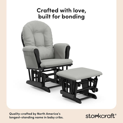 Storkcraft Premium Hoop Glider & Ottoman (White/Gray) — GREENGUARD Gold Certified Nursery Glider, Solid Wood Craftsmanship, Smooth-Gliding, Award-Winning - Colors A