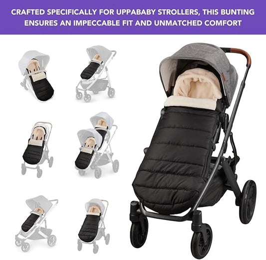 Bunting Bag for UPPAbaby Vista, V2, V3, Cruz, V2, V3 RumbleSeat, V2, V3 Ridge, Minu Strollers, Warm and ultra-plush Waterproof Stroller Footmuff, Extendable winter stroller cover, sleeping bag