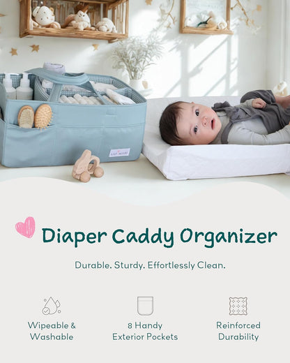 Lily Miles Baby Diaper Caddy Organizer - Large Tote Bag for Newborn essentials Boy or Girl - Baby Shower Basket - Nursery Must Haves - Registry Favorites - Newborn Caddie Car Organizer