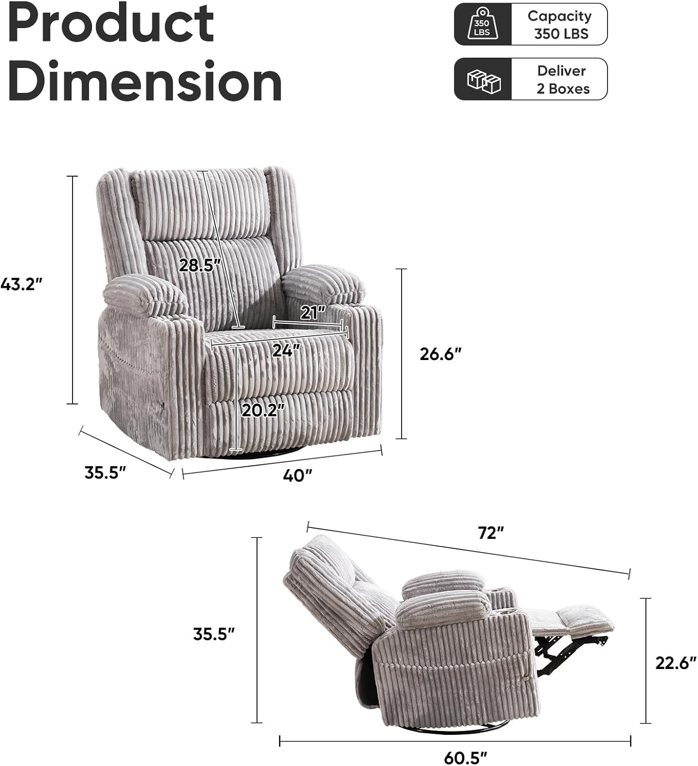 Oversized Power Recliner Chair with Massage and Heat, Swivel Rocker Recliner Chair for Adults with Arm Storage, Nursery Glider Recliner with Adjustable Headrest and Phone Stand, Side Pockets, Beige
