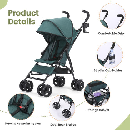 6-36M Baby Stroller, Umbrella Stroller with Foldable Pushchair with Adjustable Canopy, Folding Infant Newborn Pram Stroller with Storage Basket, Cup Holder, Suspension Wheels for Infants (Dark Grey)