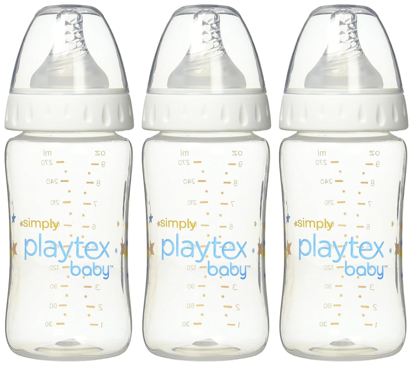 Playtex Baby VentAire Complete Tummy Comfort Baby Bottle, 9 Oz (3 Count), Anti-Colic & Anti-Reflux Bottles for Newborn and Breastfeeding Babies, Feeding Essentials