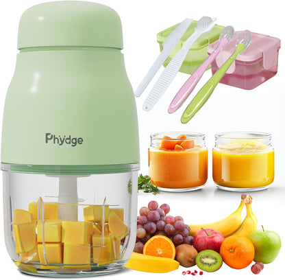 Baby Food Maker, Green Baby Food Blender, 10oz Baby Food Puree Maker, Food Processor for Baby Foods Fruit Vegetable Meat, 10-Second Quick Soft Food Prep for Baby