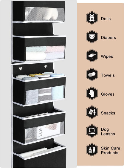 Yecaye 1 Pack Over the Door Organizer, 35.2lbs Load Toy Stuffed Animal Storage, Swing-proof Hanging Bathroom Organizers and Storage for Nursery Newborn Baby Essential Stuff Dorm Room Essentials