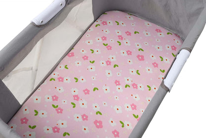 Onacosht Stretchy Bassinet Sheets 33" x 19" Compatible with Mika Micky, KoolaBaby (3 in 1), BabyBond, HARPPA and RICUTON Bedside Bassinet, 3 Pack for Baby Boy and Girl, Pink Floral