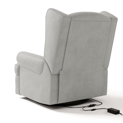 Storkcraft Serenity Glider Recliner Nursery Rocking Chair with USB Charging Port (Ivory) – Premium Upholstered Nursery Glider Recliner with Manual Recline Function, Dual USB Charging