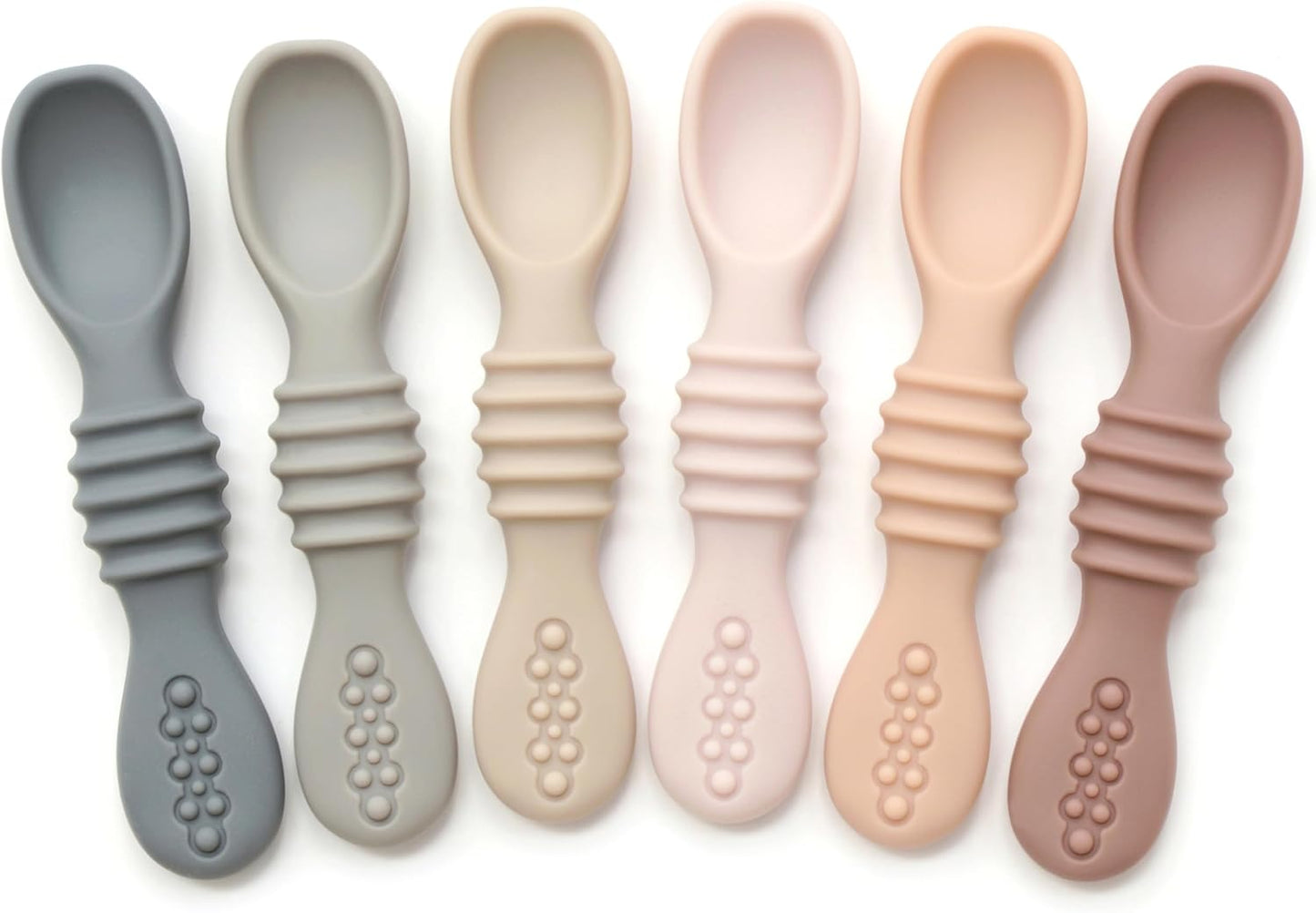 PrimaStella Silicone Chew Spoon Set for Babies and Toddlers | Safety Tested | BPA Free | Baby Spoon 6 Pack (Blue/Green)